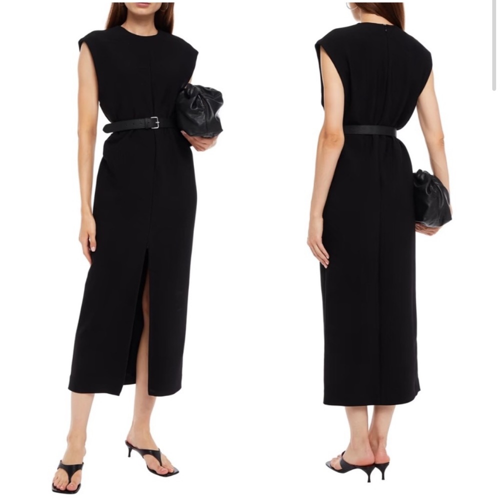 Totême Split Front Crepe Midi Dress in Black